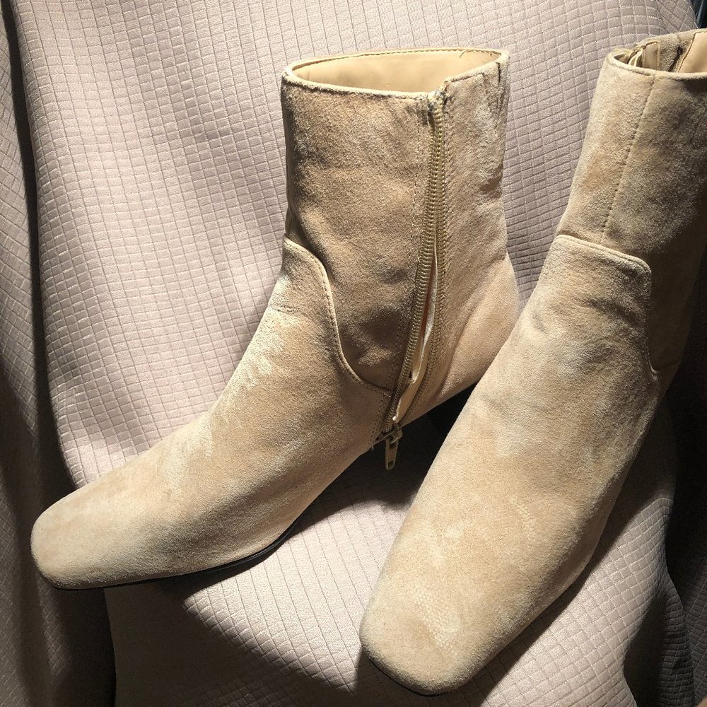 AJ Valenci women light tan leather suede boots, s
